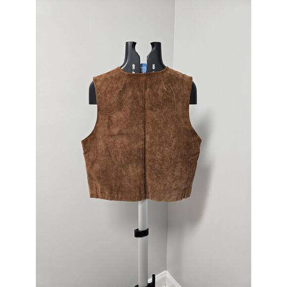 Vintage Y2K Suede Leather Western Vest by Stonebridge 100% leather Zip Brown - Picture 3 of 8